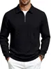 Comercio electrónico transfronterizo otoño/invierno camisa polo de jacquard a cuadros para hombre con media cremallera, suéter casual para hombre