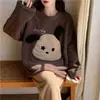 Pijama de Franela Nuevo Otoño e Invierno 2025 para Mujer, Conjunto de Pantalón de Manga Larga, Dibujos Animados Lindos, Casual, Cuello Redondo, Ropa de Casa