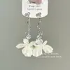 Pendientes de Borla Blancos con Flores Retro Francesas Largos de Gama Alta Elegantes Versátiles Exquisitos Simples para Mujer
