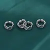 Nuevo Anillo de Plata de Ley S925 Retro Mate con Guirnalda de Margaritas Pequeñas Anillo para Correr Anillo Cerrado Accesorios para Pulsera de Cuerda para Manualidades