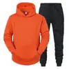 Sudadera unisex para pareja europea y americana 2023, color liso, conjunto de sudadera con capucha de forro polar para otoño e invierno