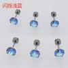 Pendientes de tuerca con forma de oreja de acero de titanio, con hebilla giratoria, con forma de hueso, gusano, con diamantes, para mujer, con rosca externa, bola y fondo plano con incrustaciones de garra.
