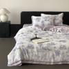 Estilo Pastoral Chino Tencel de Lenzing Impresión Digital Verano Fresco y Sedoso Juego de Cuatro Piezas Funda de Edredón para Dormir Desnudo de Alta Gama