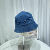 Chapéu de Pescador de Denim Rasgado e Lavado do Designer de Nicho para Crianças Primavera e Verão Casual All-match Face Mostrado Pequeno Chapéu de Bacia de Guarda-sol
