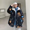 Jaqueta Masculina de Veludo de Cordeiro com Gola Alta Inverno Reversível Roupa de Fora de Algodão para Casal 2024 Nova Marca Tendência Tendenciosa Roupa de Inverno para Casal