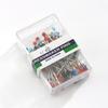 Aguja de cabeza de vidrio de color con perla en caja 32 mm pasador de seguridad de perla para posicionamiento broche pin hebilla para bufanda de seda fabricantes en stock venta al por mayor
