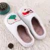 Serie Navideña Muñeco de Nieve Sonriente Calientes Zapatillas de Algodón para Interiores Suela de Goma Antideslizante Zapatillas de Felpa para el Hogar para Pareja