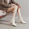 Nuevas botas cortas de cuero suave para mujer 2026, nuevas botas blancas de tacón grueso para otoño e invierno, botas Martin, botas delgadas de punta cuadrada, modernas y sencillas