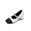 Sapatos de camélia metálicos com padrão de diamante para mulheres, com aumento de 7 cm de altura, novos em 2026, estilo francês, forrados com fleece, quentes, com salto grosso, Mary Jane