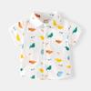 Camisa de algodón para niño, estilo casual y cómodo, con dibujos animados, moda 2023, absorbente de humedad, con solapa y manga corta.