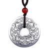 Colgante de plata esterlina con diseño de animal glotón, hebilla de paz sólida de plata antigua, collar de plata esterlina con cuatro bestias divinas, llavero con cordón