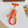 Cordão para Celular Cor Dopamina Botão Corda Curta Chaveiro Alça de Pulso Anti-Perda Bolsa Corda Cordão Curto Trançado