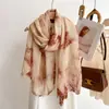 Bufanda de Seda Retro Versátil con Degradado Tie-Dye Ligera de Mezcla de Lana para Mujer, Bufanda Suave, Chal Fino Protector Solar al por Mayor