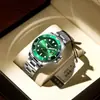 Calendário mais vendido transfronteiriço lupa relógio masculino fantasma d'água verde pulseira de aço relógio de quartzo esqueleto fabricante atacado em estoque