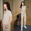 Traje Casual de Moda 2025 Verano Nuevo Cuello Polo Elegante Adelgazante Rejuvenecedor Temperamento Ropa Deportiva Conjunto de Dos Piezas