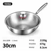 Wok de Acero con Patrón de Martillo de Tres Capas, Olla de Cocina de Acero Inoxidable 304, Sin Recubrimiento, Apto para Cocina de Inducción y Estufa de Gas, Sartén Antiadherente