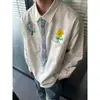 Camisa de Manga Larga Artística Perezosa de Primavera Nicho Graffiti Pintada a Mano Camisa de Corbata para Hombre Moderna Regular Nuevo Ajuste Holgado