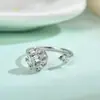 Anillo de Plata de Ley S925 Giratorio y Descomprimido Circonita Redonda Lujo Accesible Estilo Ropa de Trabajo Joyería Versátil Suministro Transfronterizo