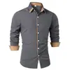Camisa de Cuatro Lados Lista para Usar Transfronteriza para Hombre Casual de Negocios Manga Larga Venta Caliente Transfronteriza Color Sólido Talla Europea