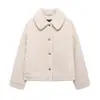 ZR Ropa para Mujer Estilo Europeo y Americano 2024 Otoño e Invierno Nueva Chaqueta de Lana de Cordero con Solapa Engrosada Cálida de Forro Polar Abrigo Corto