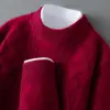 100% Lana Pura Bai Cai Rong Otoño/Invierno Engrosado Cuello Medio Alto Holgado Color Liso Suéter Tejido Casual Capa Base
