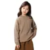 Nuevo suéter de punto grueso 100% lana pura para otoño e invierno para niños y niñas, niños medianos y grandes, cuello semi-alto, jersey, manga larga, prenda base de moda
