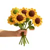 Flor de girasol de hilo de hielo grande de 16 cm de diámetro, tejida a mano, flor artificial, producto terminado, regalo para el Día del Maestro