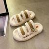Comercio Exterior Birkenburg de Suela Gruesa Maomao Pantuflas para Mujer Tallas Grandes Novedad Chanclas con Hebilla de Cinturón Ropa de Abrigo Otoño e Invierno Pantuflas de Algodón con Forro de Felpa