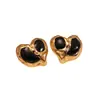 Pendientes de Acero Inoxidable con Forma de Corazón Goteando Aceite y Gota de Agua, Pendientes de Aguja de Acero, Pendientes Simples de Nicho de Moda Retro de Alta Gama