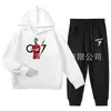 Conjunto de Dos Piezas de Sudadera con Capucha y Pantalones de Chándal de Algodón, Estilo Americano Moderno para Niños Mayores, Ropa Holgada para Primavera y Otoño