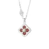 Collar de Plata de Ley s925 Lujo Ligero Trébol de Cuatro Hojas Incrustado con Diamantes Zirconia para Mujer Moda Simple Versátil Personalidad Exquisita Cadena para Clavícula 1460