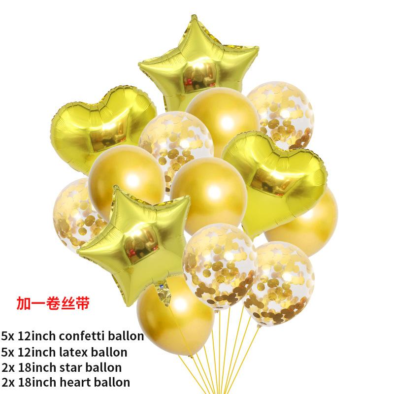 S-01-14球金色心形五角星亮片套装