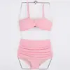 Nuevo traje de baño sexy de triángulo de cintura alta con abertura para mujer, cubre abdomen, adelgazante, para pecho pequeño, push up, bikini conservador, traje de baño para aguas termales