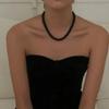 Perla Negra Corea del Sur blogger fiebre mismo estilo Celebridad de Internet collar de perlas negras nicho lujo ligero estilo frío collar