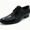 Zapatos Formales de Negocios para Hombre de Moda con Cordones de Piel Genuina que Aumentan la Altura, Zapatos Oxford Puntiagudos Estilo Británico, Zapatos Negros para Boda