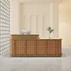 Balcão de Loja de Roupas, Balcão de Loja Pequena, Balcão de Restaurante, Estabelecimento de Refeições para Hospedagem, Recepção de Balcão Frontal de Rattan Estilo Wabi-Sabi