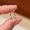 Pendientes de Plata de Ley S925 con Línea Geométrica y Circonita Redonda, Gancho para Oreja, Simples, de Moda, Elegantes, de Gama Alta, Pendientes para Mujer