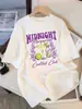 Camiseta de Diseño Club de Cócteles Margarita de Medianoche Cuello Redondo Holgada Manga Corta Moda Algodón Superior Casual Verano Mujer