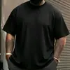 Camiseta Negra de Manga Corta de Peso Pesado para Hombre, Camiseta Básica Suelta de Cuello Redondo Estilo Americano, Camiseta de Color Sólido Talla Grande Venta al por Mayor de Fábrica