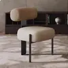 Cadeira com Encosto Estilo Wabi-Sabi, Cadeira de Jantar em Tecido de Lã de Cordeiro Estilo Cream de Luxo Leve, Cadeira de Jantar Minimalista Moderna, Cadeira de Penteadeira para Uso Doméstico