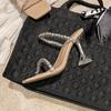 Zapatos de tacón alto transparentes para mujer, verano 2022, nueva moda, sandalias de tacón fino famosas en Internet con sandalias y pantuflas con pedrería para uso exterior.