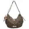 Bolso de Lona Estilo Coreano Ins con Estampado de Leopardo para Mujer, Nuevo, Gran Capacidad, Versátil, Nicho, Bolso para Viajes, Bolso de Hombro Cruzado