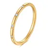 Anillo Delgado Transfronterizo Nuevo Producto de Amazon Europeo y Americano de 1.5 mm Incrustado con Seis Piedras de Circonita Moda Simple Versátil Anillo Joyería para Mujeres