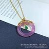 Colgante Donut de Calcedonia Tipo Hielo al por Mayor Anillo Ping An Borla Plateada Colgante Circular Ágata Jade Collar