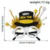 Gafas de Año Nuevo 2027 Suministros para Decoración de Fiestas Estrella de Cinco Puntas Fuegos Artificiales Corona Rayas de Colores Monturas de Gafas de Año Nuevo Accesorios para Fotos