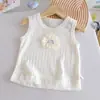 Camiseta sin mangas de algodón acanalado transpirable para niña, estilo nuevo de verano 2026, con diseño de dibujos animados suave y lindo, sin mangas, para aire acondicionado