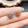 Venta al por mayor de fábrica Populares Pendientes de Ópalo de Fuego Natural Plata S925 Incrustado Piedra Principal 6*6 Joyería de Lujo Venta Directa de Fábrica