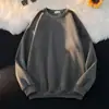 Suéter de otoño e invierno para adolescentes, de cuello redondo, forrado de vellón, cálido, de color sólido, sencillo, de moda, informal, combinable, para parejas y hombres.