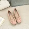 Zapatos Mary Jane Planos Estilo Francés para Mujer, Moda Otoñal, Adecuados para Faldas, Planos de Punta Cerrada con Moño, Mocasines Casuales
