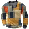 Camisa Polo Retro 3D com Estampa Digital de Manga Longa com Botões para Homens com Três Botões e Gola Redonda - Comércio Exterior Transfronteiriço